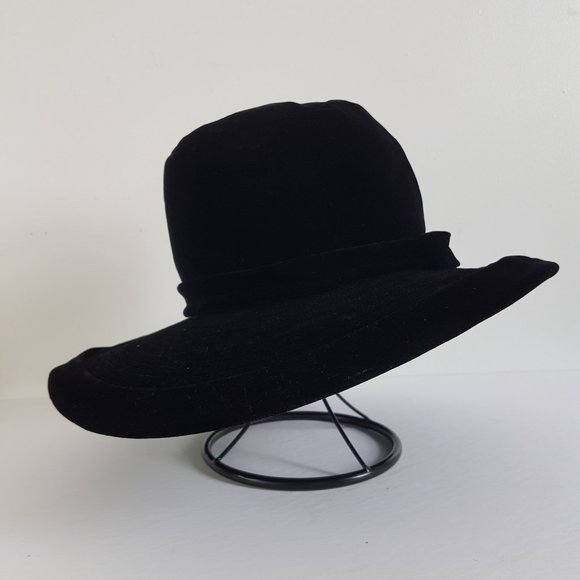 1950s Vintage Elizabeth Ford Hat Black Wide Brim Hat Made in New York USA 60s - Picture 7 of 10